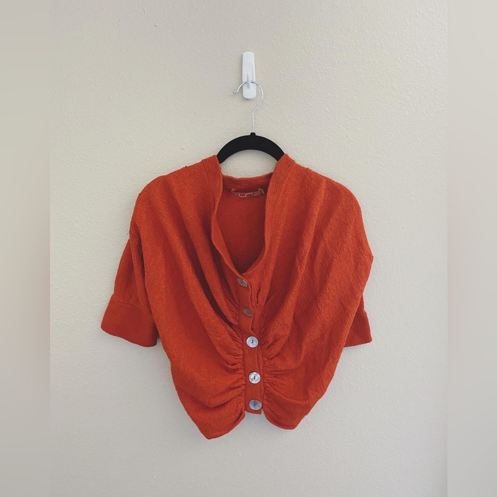 Kuna Royal Baby Alpaca/Silk 3/4 Sleeve Button Front Top